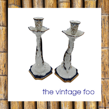 Load image into Gallery viewer, Blue & Gold Dolphin Candlesticks (Pair)