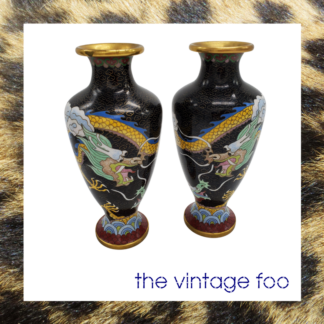 Cloisonne Dragon Vase (Pair)