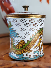 Load image into Gallery viewer, Miniature Cloisonne Lidded Canister (Dragon)
